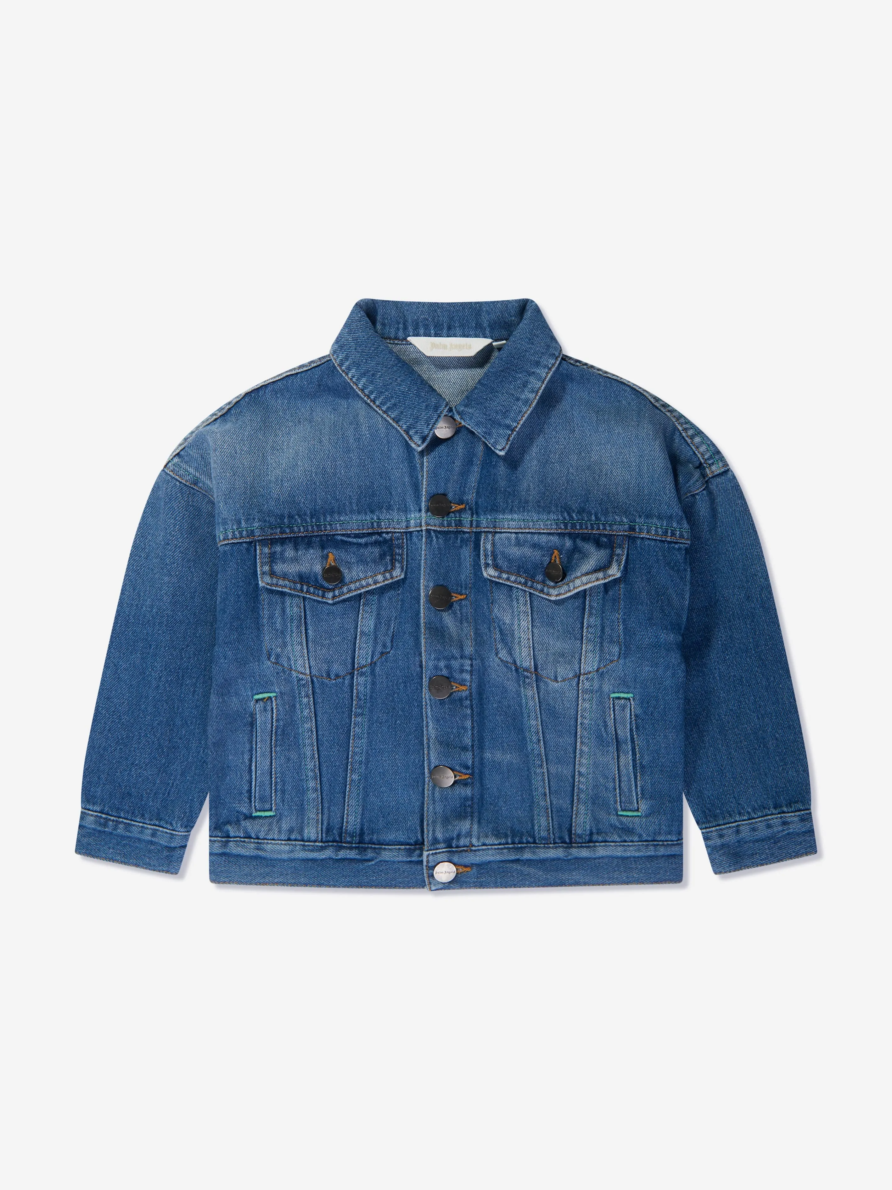 Veste en denim Palm Angels Boys Overlogo en bleu