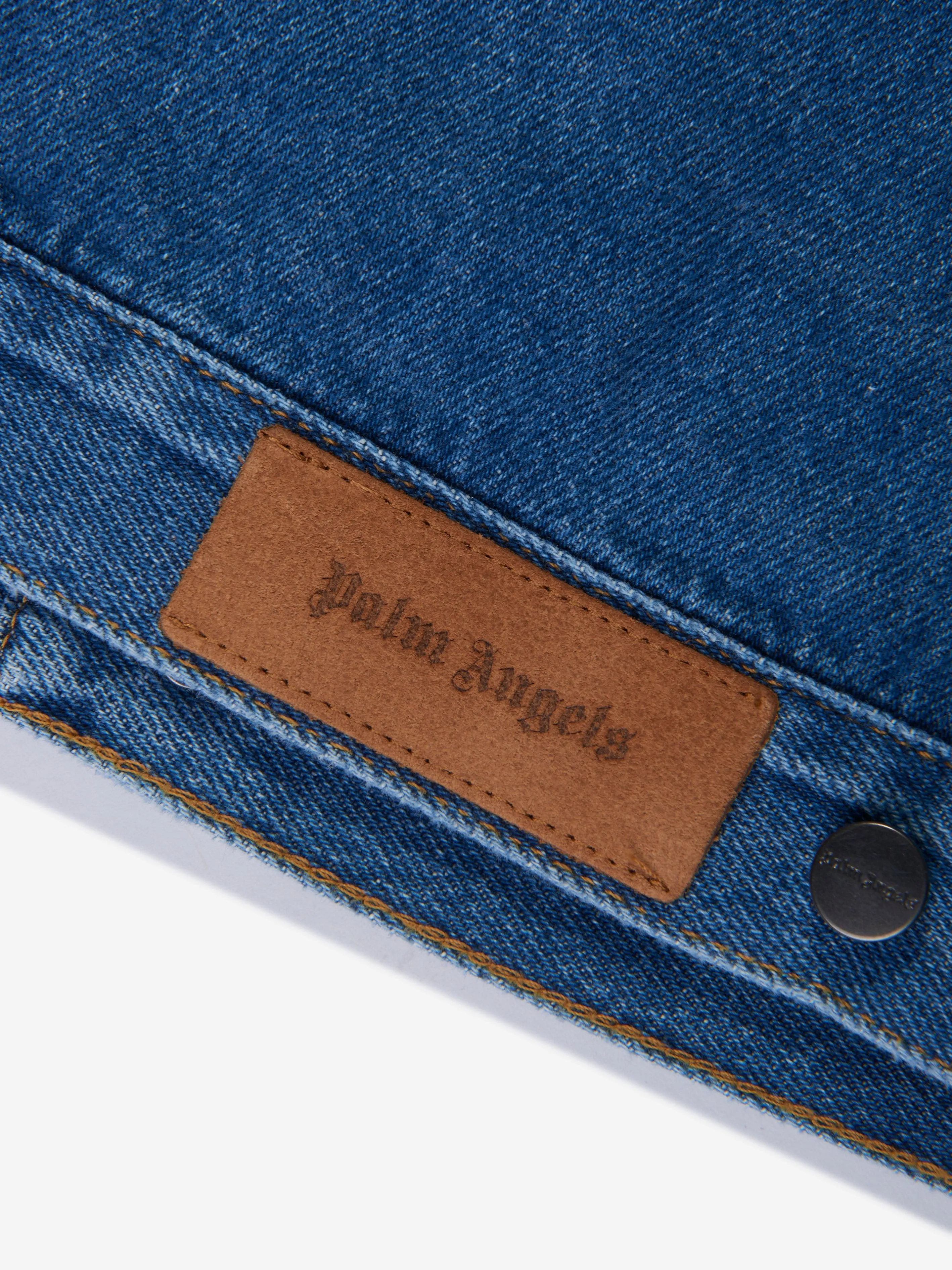 Veste en denim Palm Angels Boys Overlogo en bleu