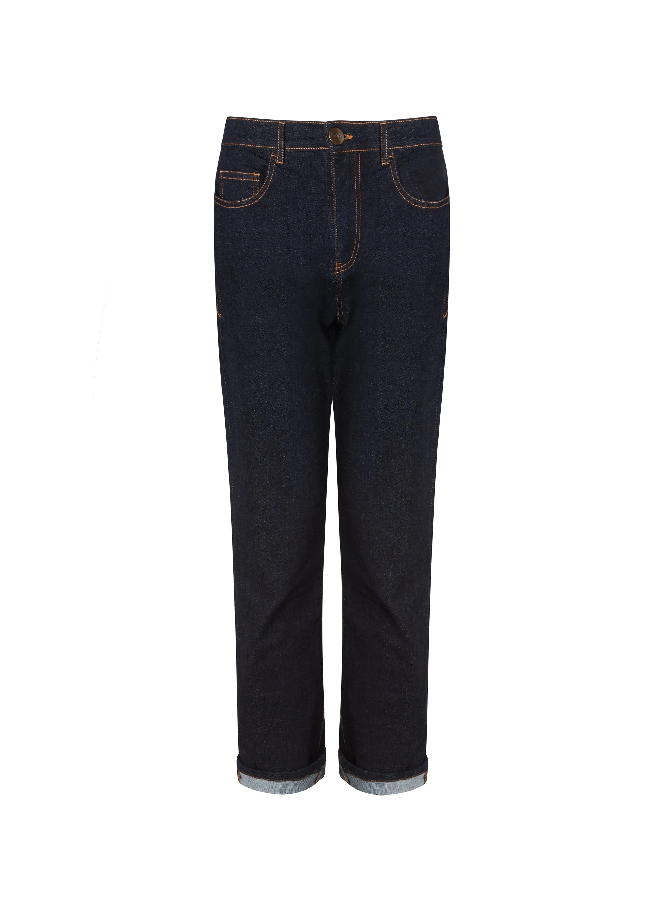 Petite Eda Jean Boyfriend en Coton Bio Élastique | Denim Foncé