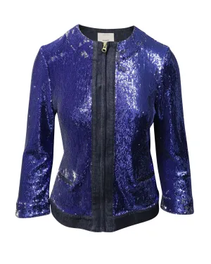 Veste Pinko à motifs pailletés en jean bleu