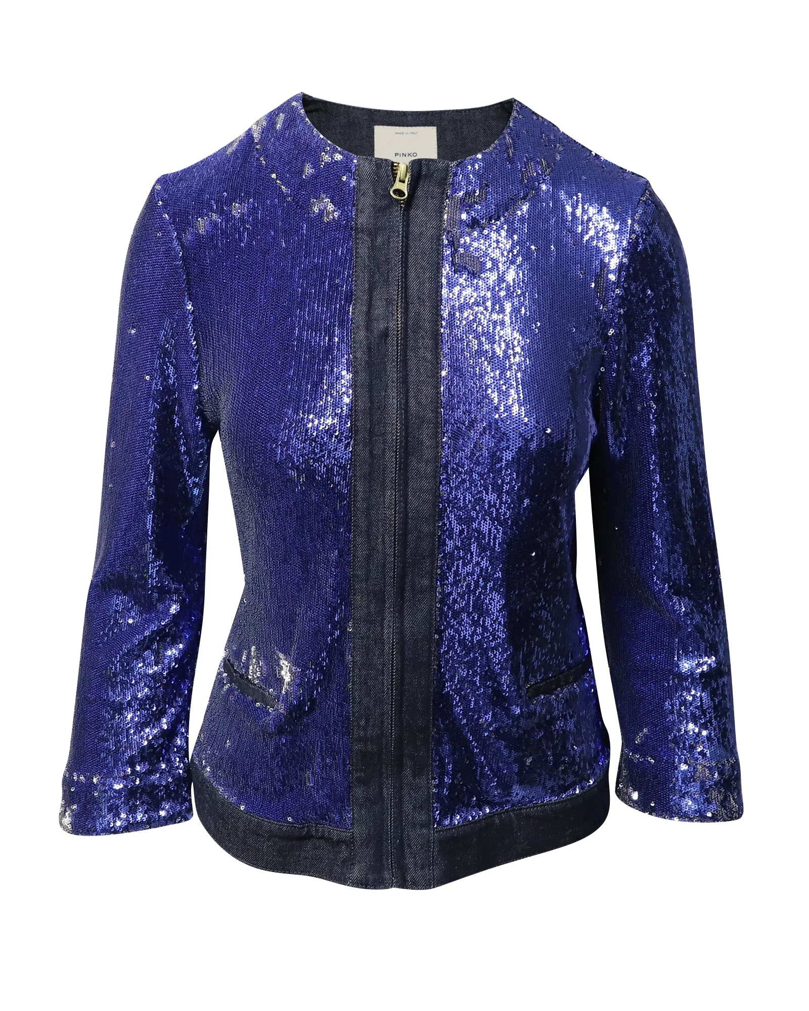 Veste Pinko à motifs pailletés en jean bleu