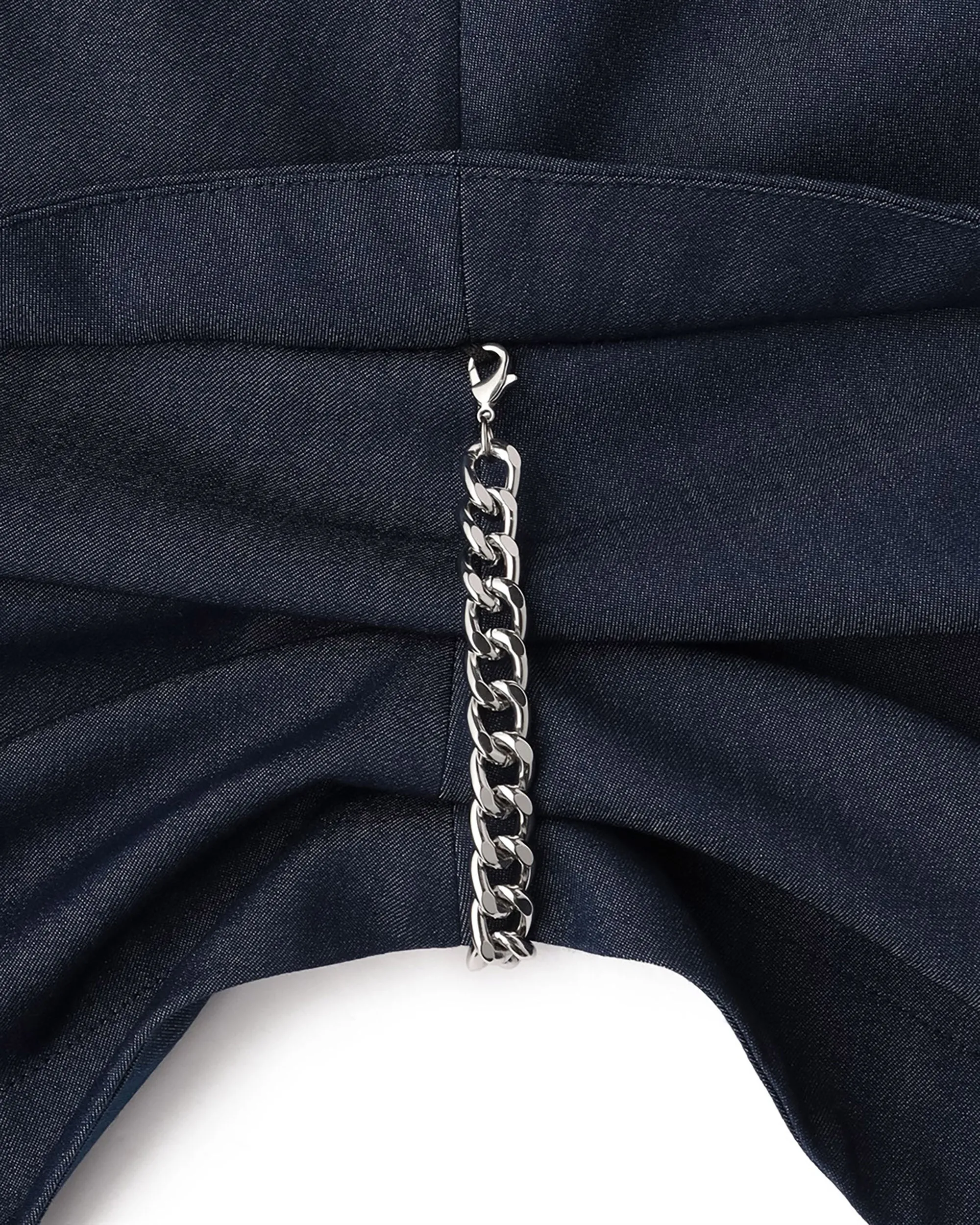 Jupe évasée 2 voies en denim simili poly rayon avec chaîne décorative - Vêtement Atsuro-Tayama