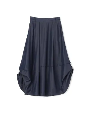 Jupe évasée 2 voies en denim simili poly rayon avec chaîne décorative - Vêtement Atsuro-Tayama