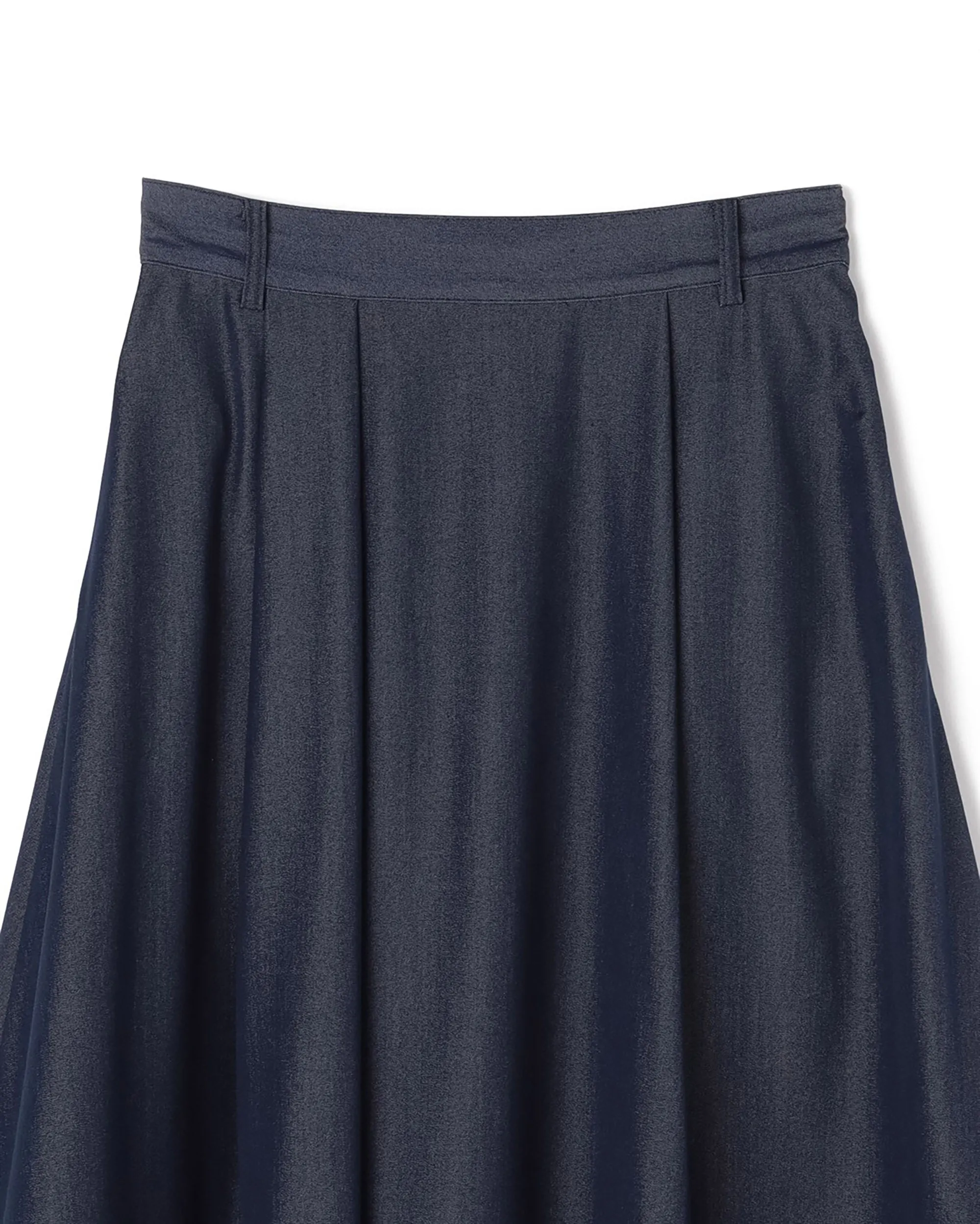 Jupe évasée 2 voies en denim simili poly rayon avec chaîne décorative - Vêtement Atsuro-Tayama