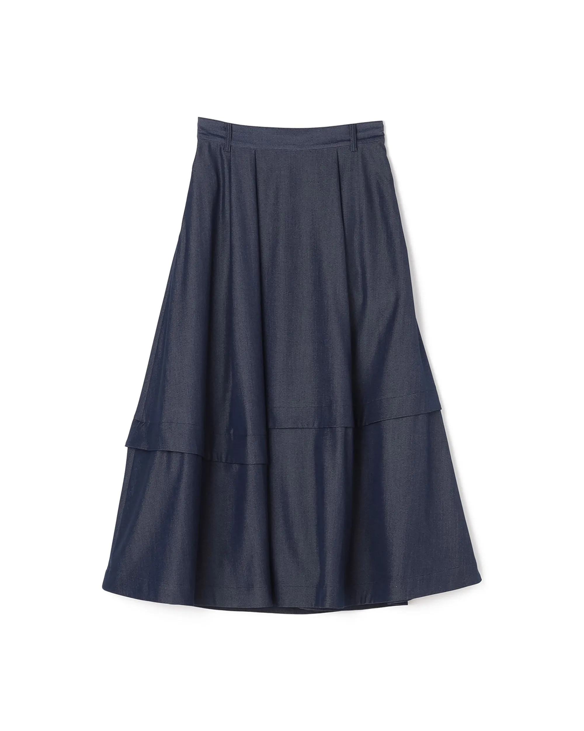 Jupe évasée 2 voies en denim simili poly rayon avec chaîne décorative - Vêtement Atsuro-Tayama