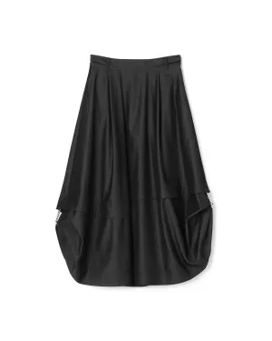 Jupe évasée 2 voies en denim simili poly rayon avec chaîne décorative - Vêtement Atsuro-Tayama