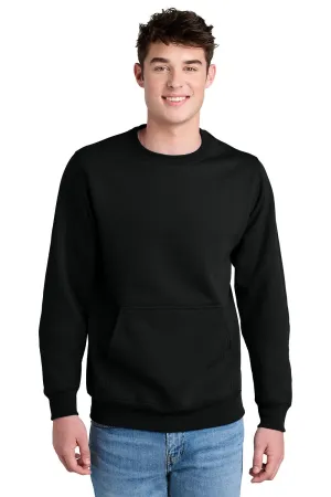 Port & Company Sweat-shirt à capuche avec poche kangourou pour hommes en polaire épaisse - Noir intense