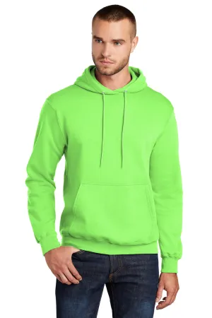 Port & Company Sweat à capuche pour hommes en polaire résistante aux pilules avec poche kangourou - Vert fluo