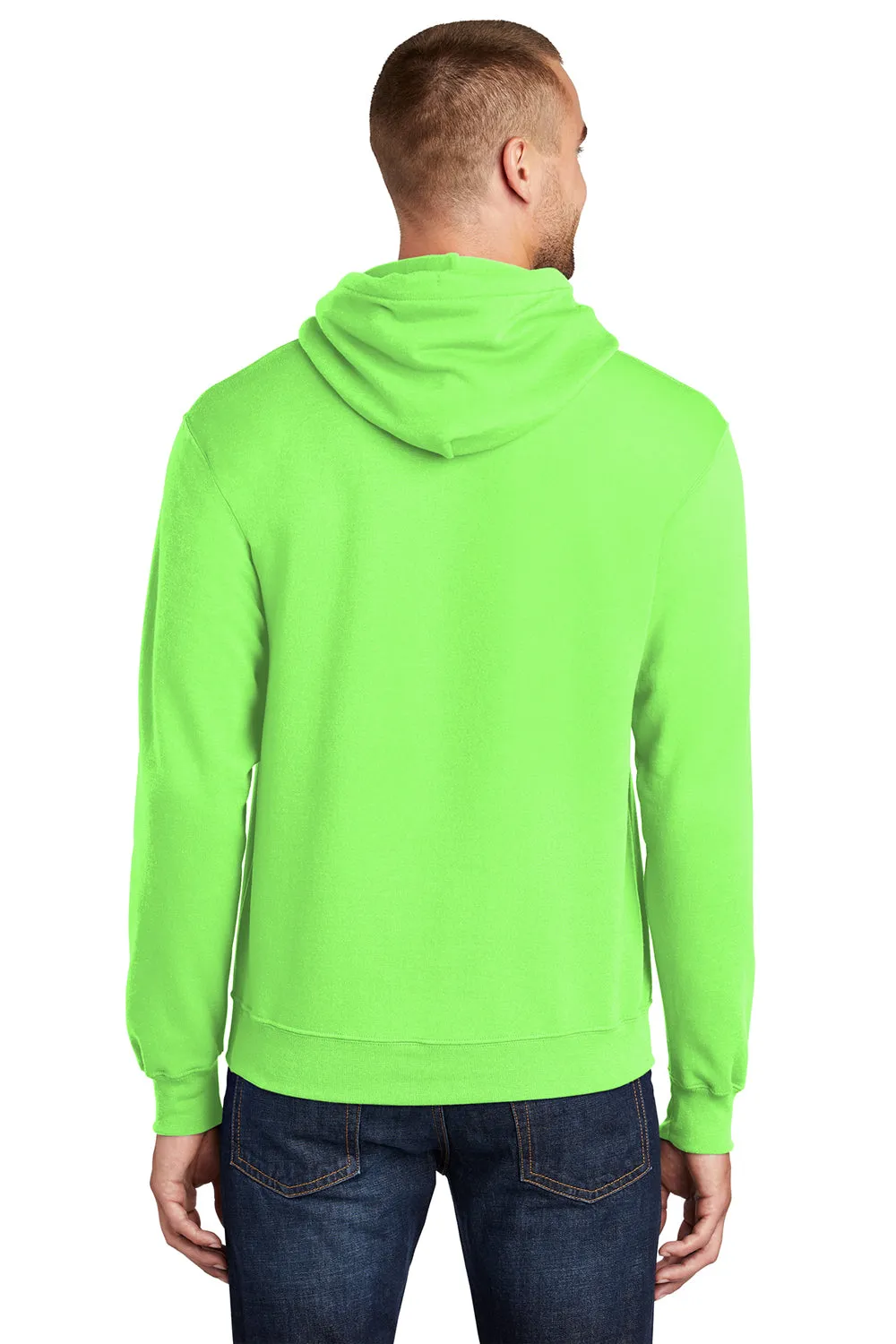 Port & Company Sweat à capuche pour hommes en polaire résistante aux pilules avec poche kangourou - Vert fluo