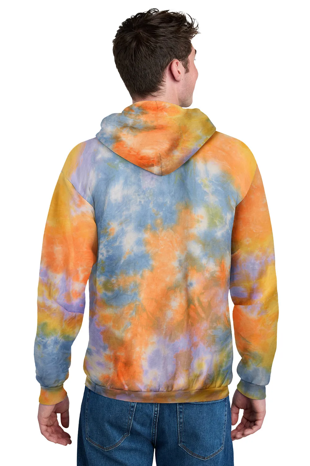 Port & Company Sweat à capuche pour hommes en tie-dye cristal avec poche kangourou - Sorbet