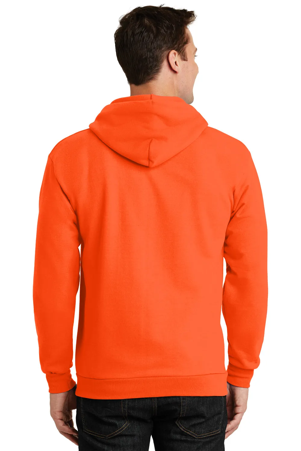 Port & Company Sweat à capuche homme en polaire anti-pilage avec fermeture éclair complète et poches - Orange sécurité
