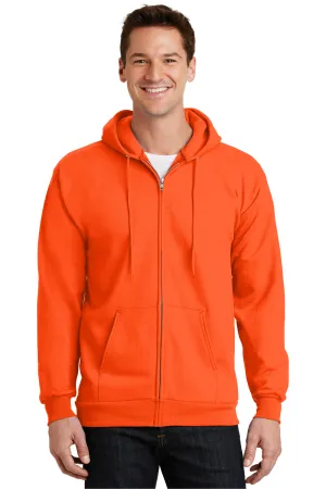 Port & Company Sweat à capuche homme en polaire anti-pilage avec fermeture éclair complète et poches - Orange sécurité