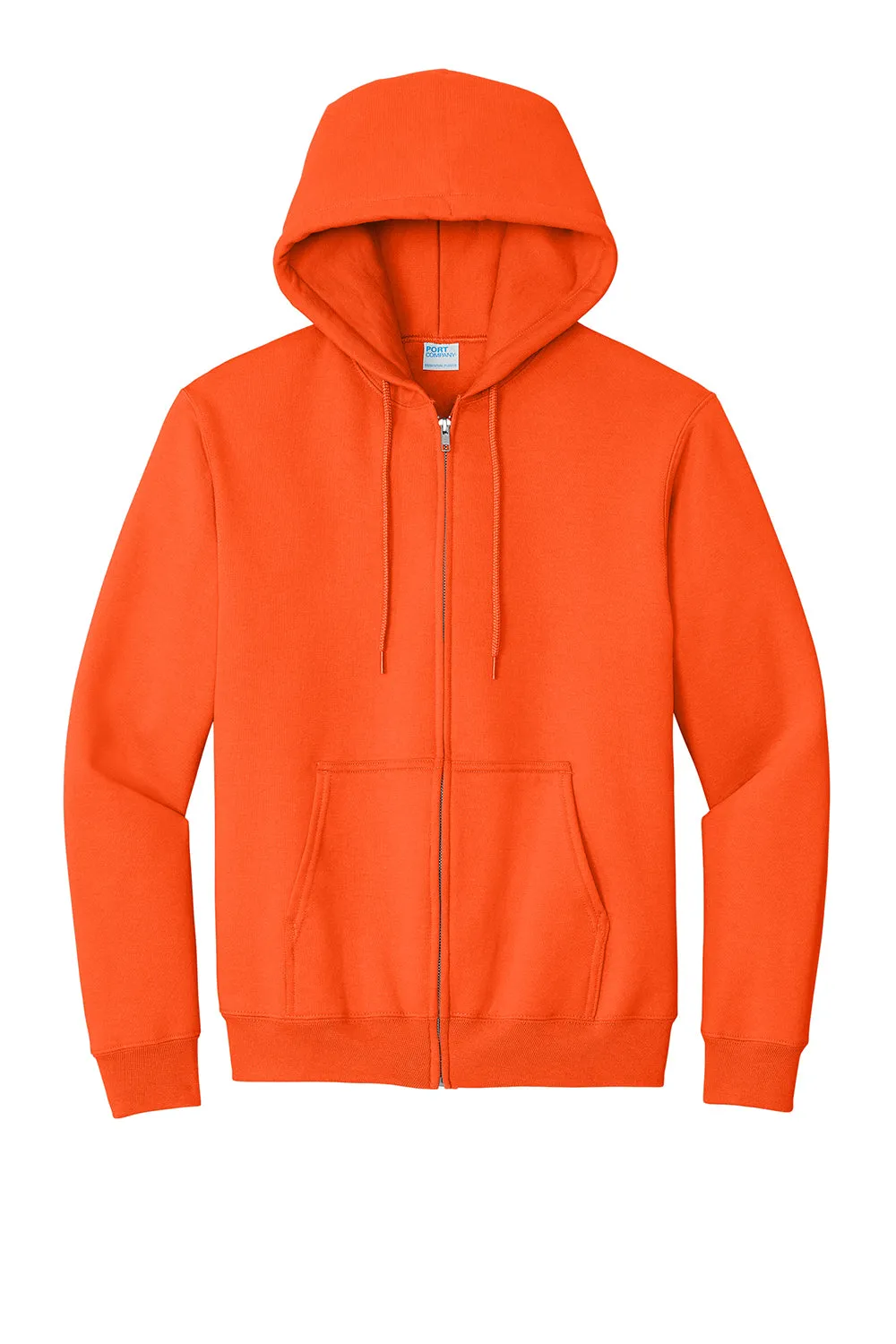 Port & Company Sweat à capuche homme en polaire anti-pilage avec fermeture éclair complète et poches - Orange sécurité