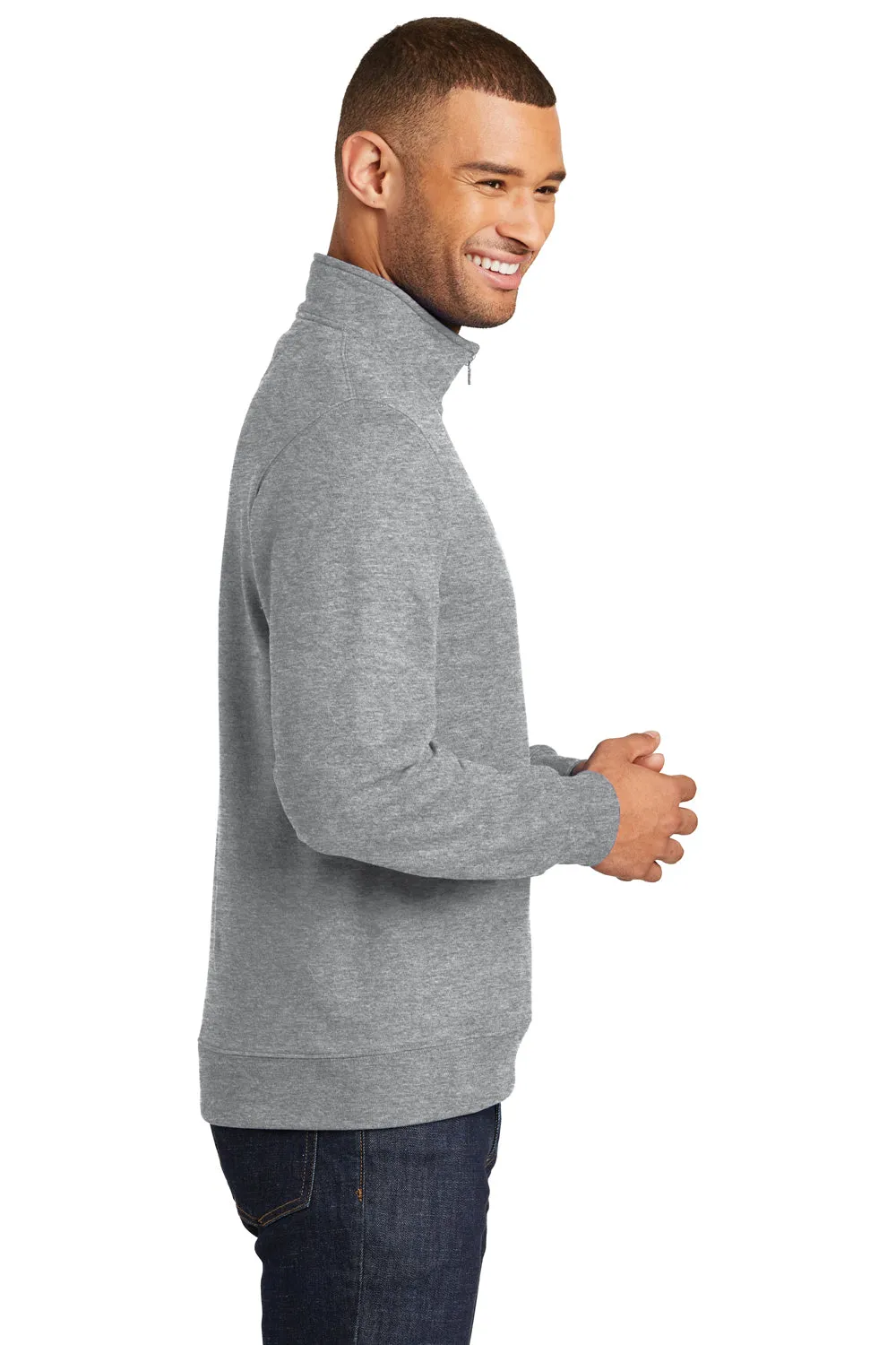 Port & Company Pull Homme Favorite en Polaire Zip 1/4 - Gris Chiné