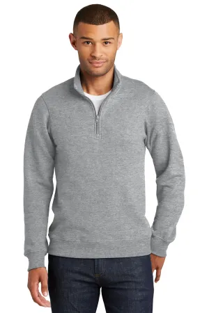 Port & Company Pull Homme Favorite en Polaire Zip 1/4 - Gris Chiné