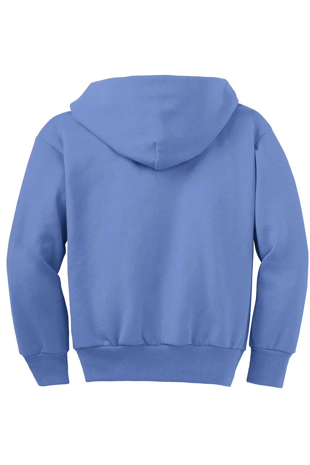 Port & Company Sweat à capuche en polaire résistant aux pilules pour jeunes avec fermeture éclair complète et poches - Bleu Caroline