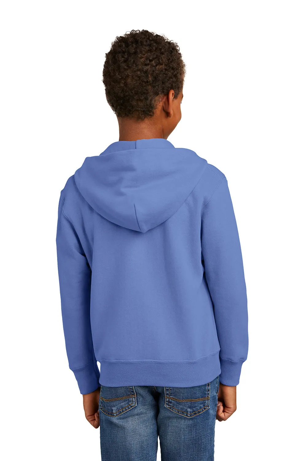 Port & Company Sweat à capuche en polaire résistant aux pilules pour jeunes avec fermeture éclair complète et poches - Bleu Caroline