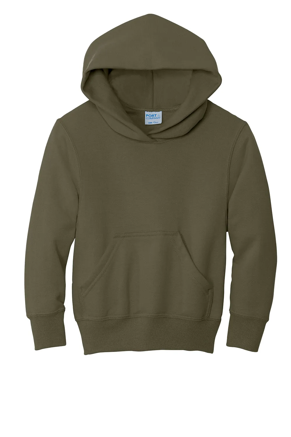Port & Company Sweat à capuche en polaire résistante aux pilules pour jeunes avec poche kangourou - Vert kaki