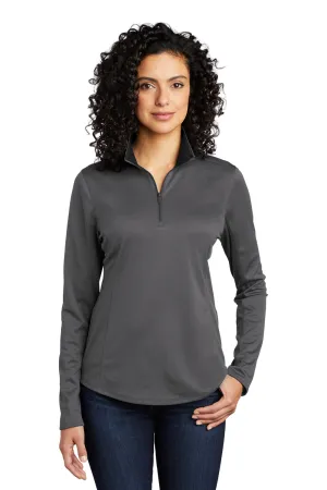Sweat-shirt 1/4 zip Performance pour femmes en soie douce évacuant l'humidité Port Authority - Gris acier/Noir
