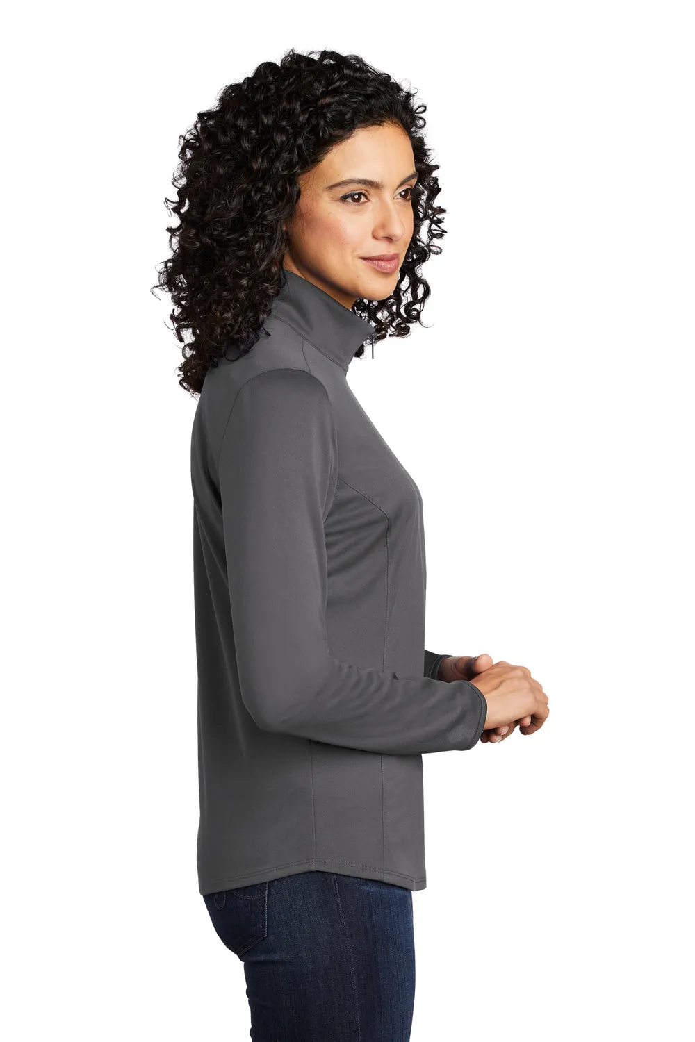 Sweat-shirt 1/4 zip Performance pour femmes en soie douce évacuant l'humidité Port Authority - Gris acier/Noir