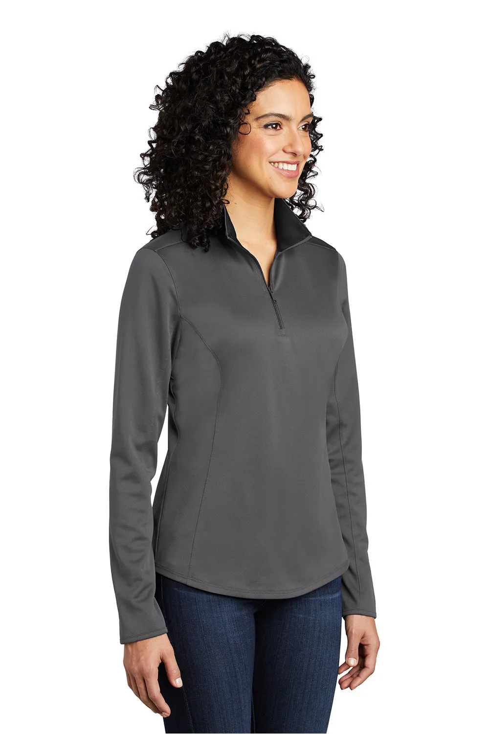 Sweat-shirt 1/4 zip Performance pour femmes en soie douce évacuant l'humidité Port Authority - Gris acier/Noir
