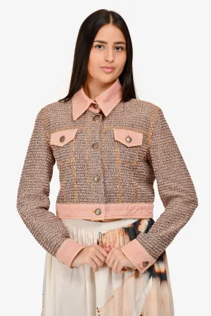 Veste en jean coupée en coton rose Chanel™ défilé 2018 taille 40 d'occasion