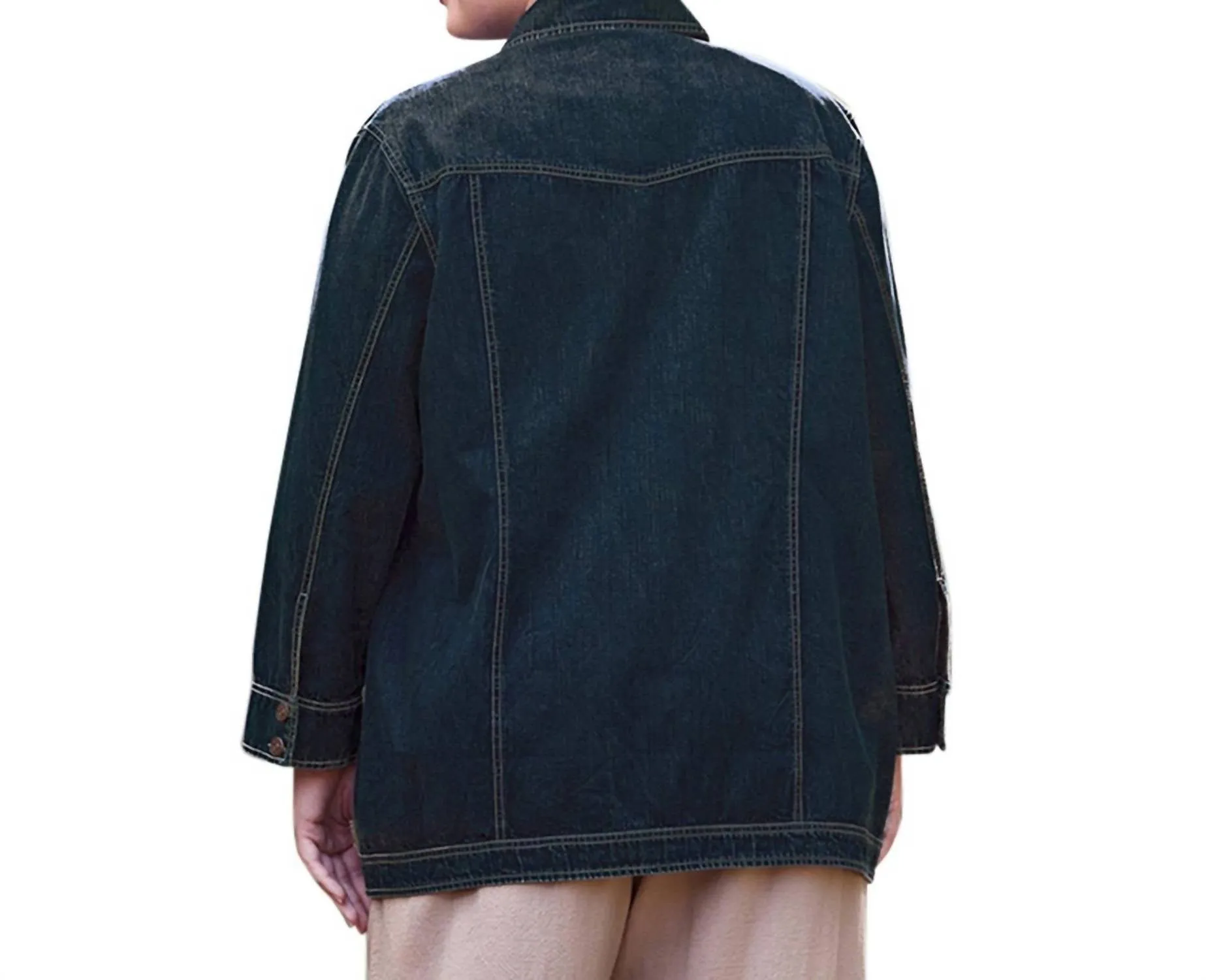Veste en denim Rydel à manches longues premium - Taille grande en denim bleu foncé