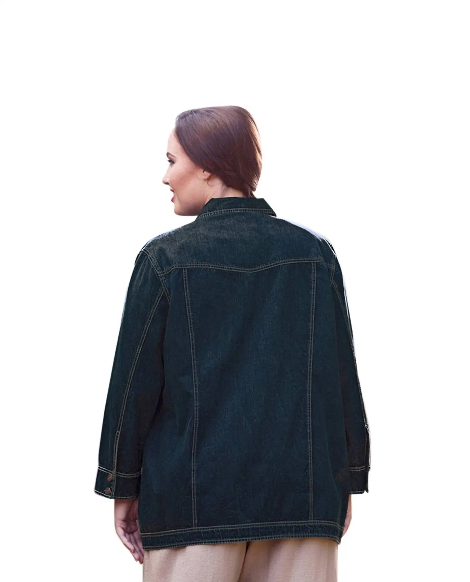 Veste en denim Rydel à manches longues premium - Taille grande en denim bleu foncé