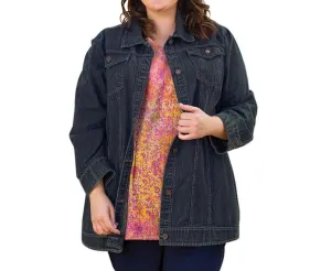 Veste en denim Rydel à manches longues premium - Taille grande en denim bleu foncé