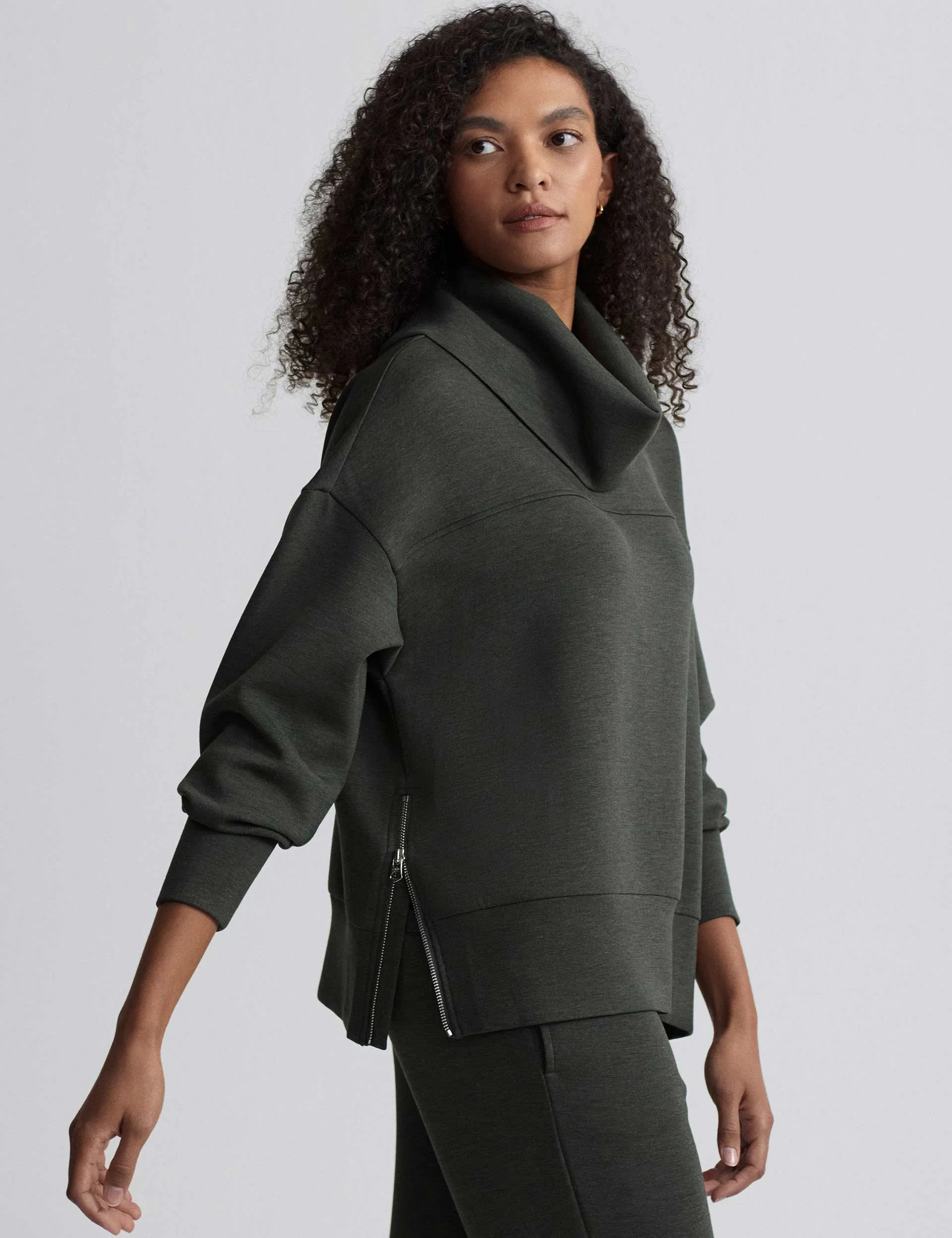 Sweat longline Priya - Vert chiné