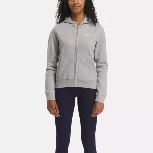 Vêtements Reebok pour Femmes Pull à Capuche Reebok Identity avec Petit Logo en Polaire à Fermeture Éclair Complète
