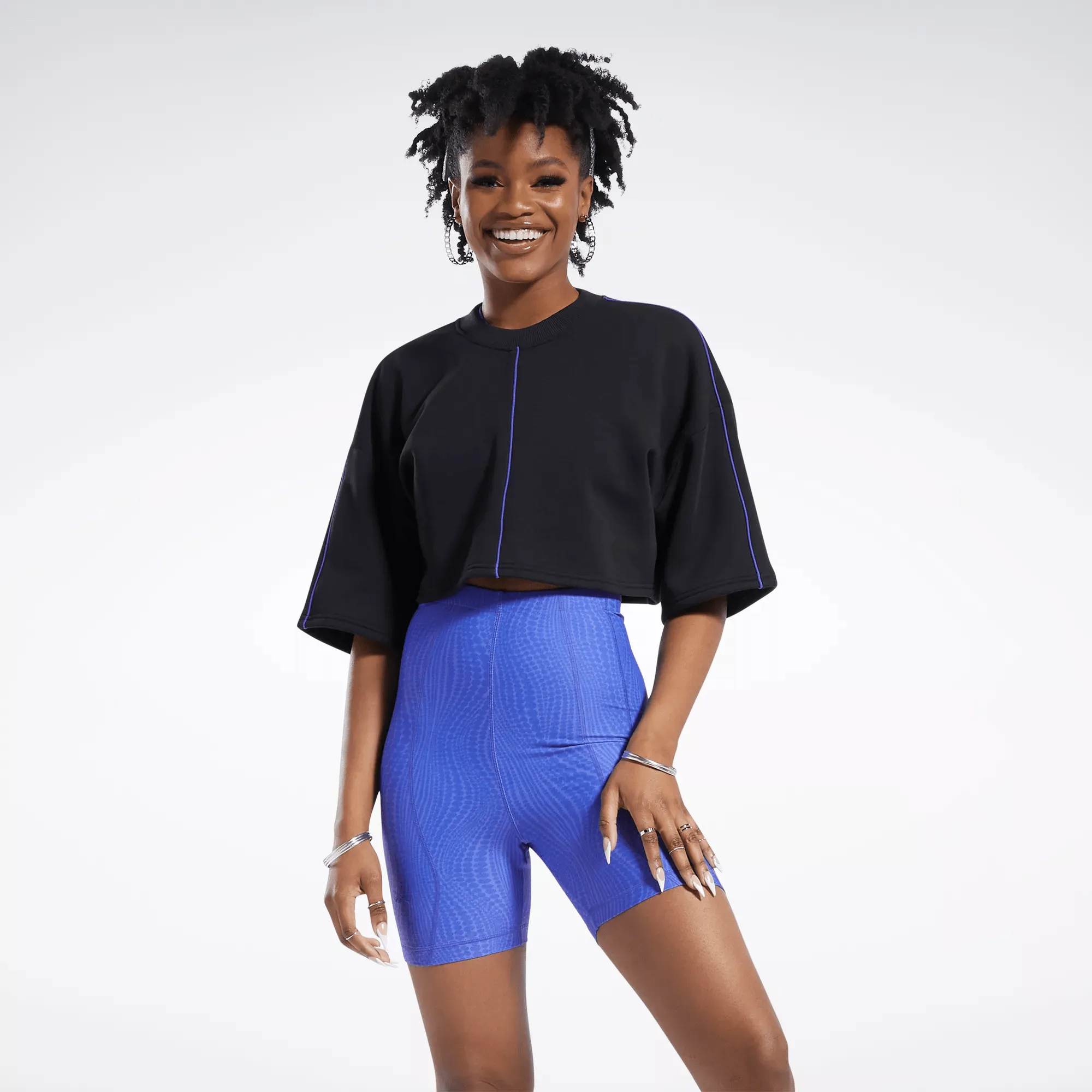 T-shirt crop Reebok pour femme Cardi B Noir Reebok