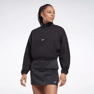Reebok Sweat-shirt Femme Workout Ready à col 1/4 zip en maille Noir Reebok