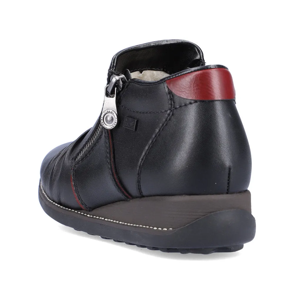 Rieker Chaussures 44266-00 Noir/Vin Fermeture Éclair RTex