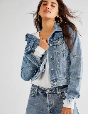 Veste en denim Rumors, vêtement bleu indigo clair_free-people