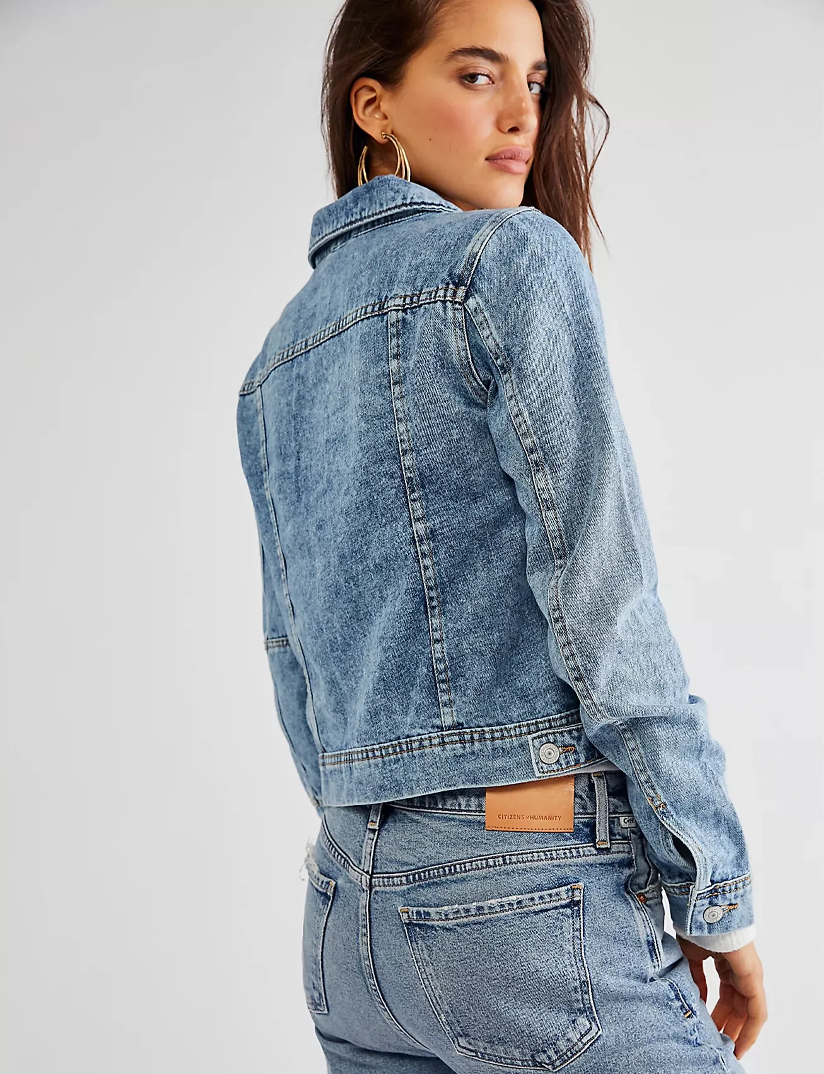 Veste en denim Rumors, vêtement bleu indigo clair_free-people