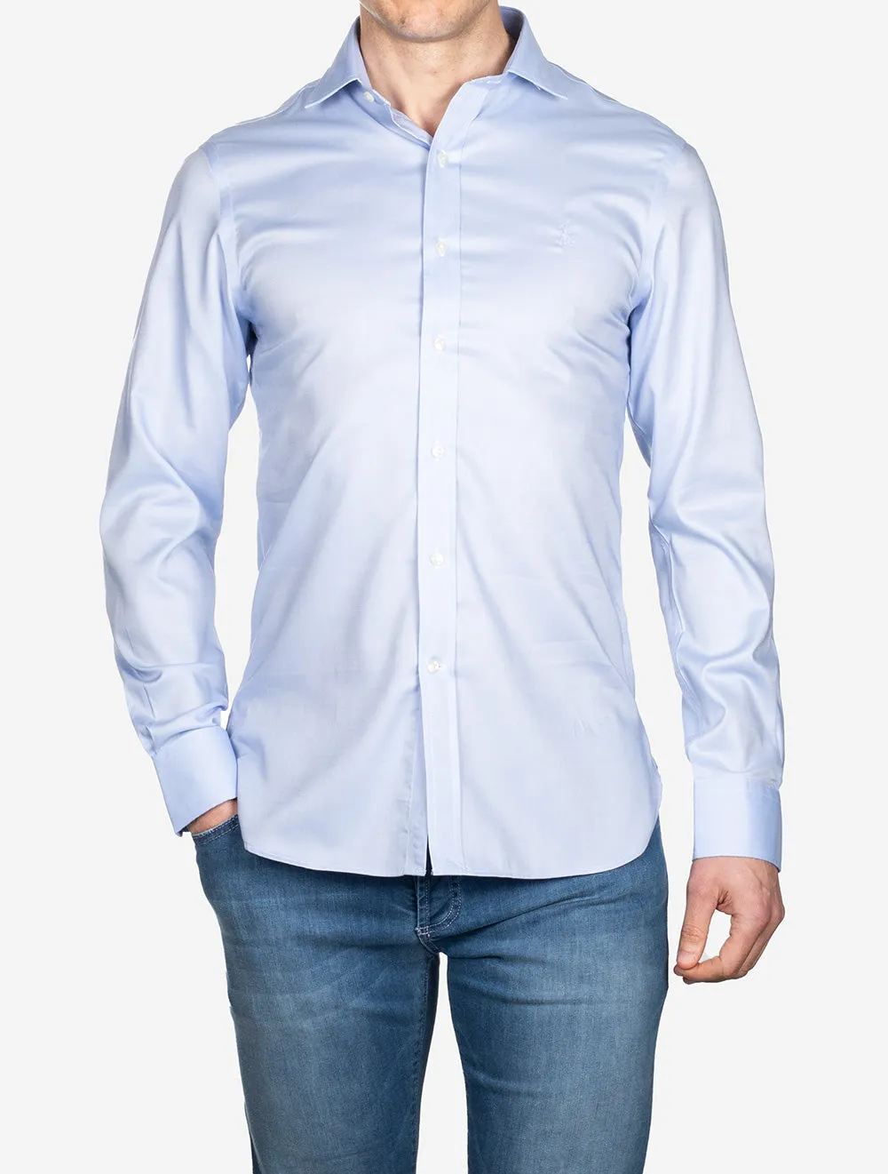 Chemise habillée unie ajustée bleue