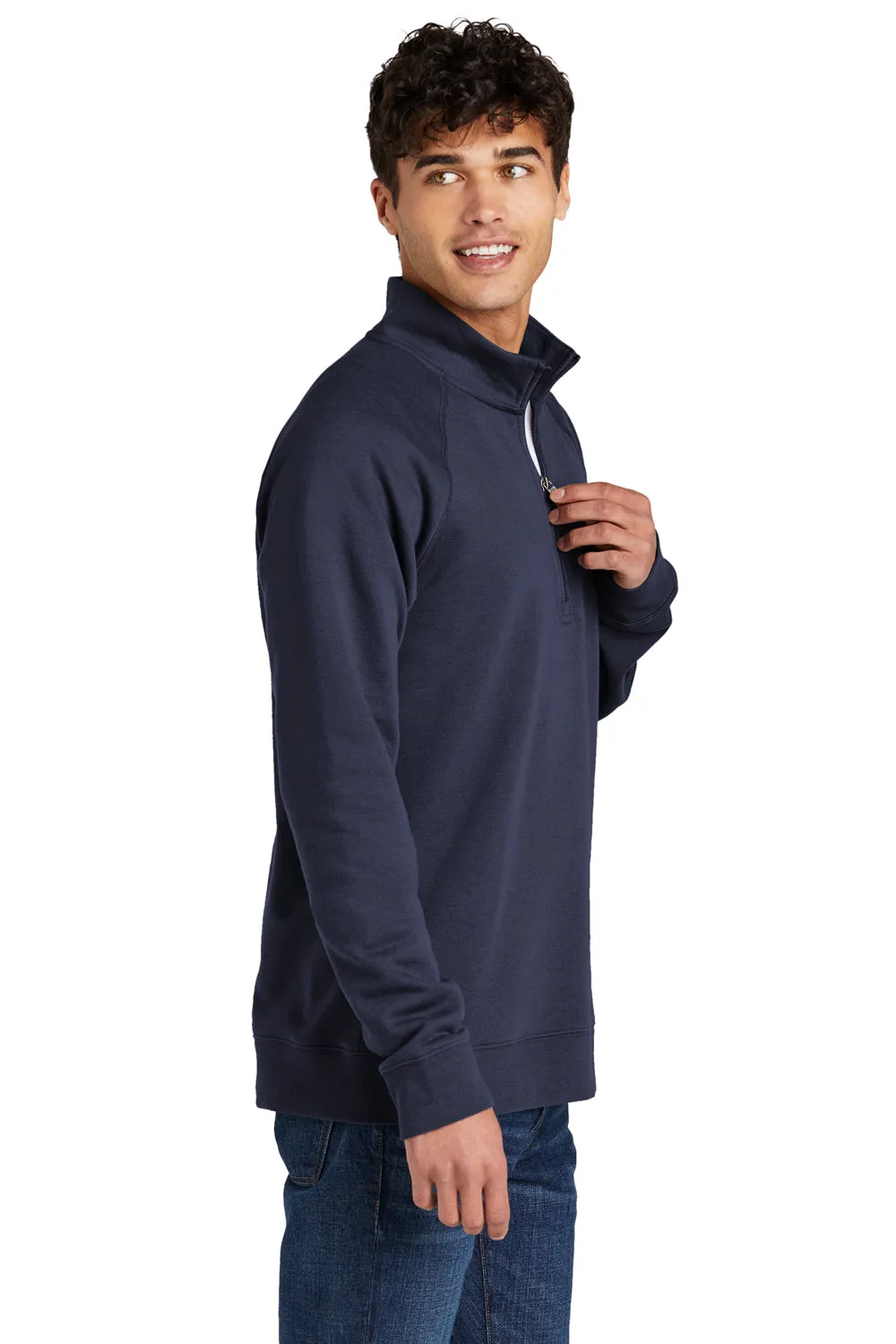 Sport-Tek Sweat à capuche homme 1/4 zip en polaire - Bleu marine