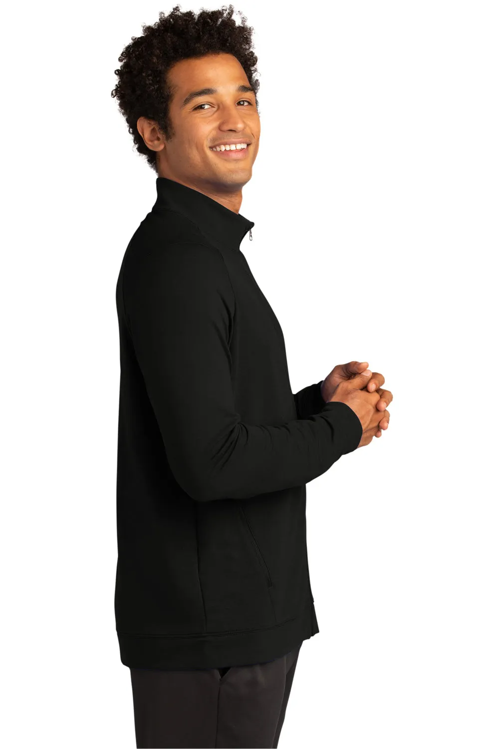 Sport-Tek Sweat à capuche homme en polaire flexible respirante avec fermeture éclair et poches - Noir