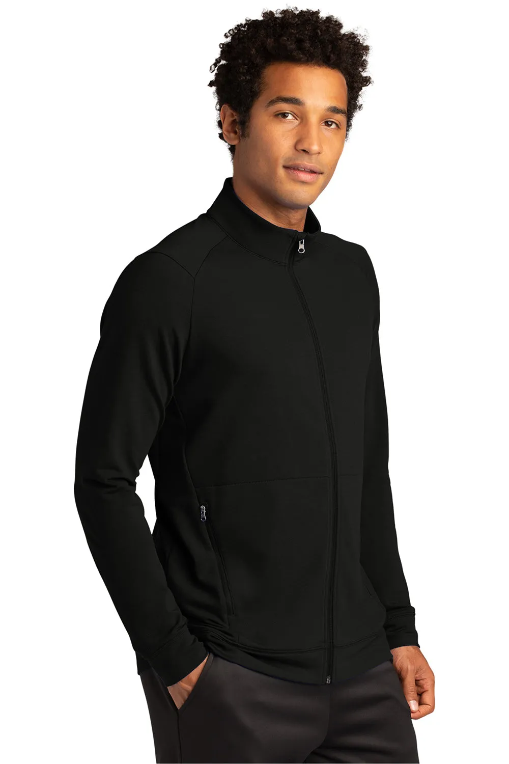Sport-Tek Sweat à capuche homme en polaire flexible respirante avec fermeture éclair et poches - Noir