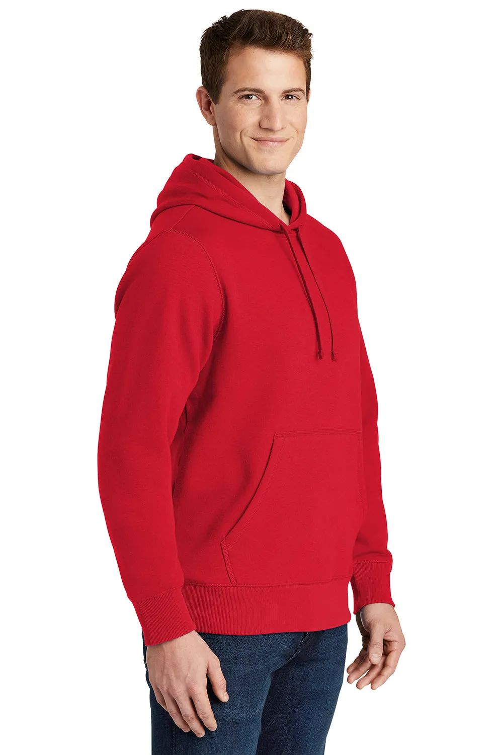 Sport-Tek Sweat à capuche pour homme en polaire anti-rétrécissement avec poche kangourou - Rouge véritable