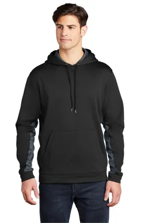 Sport-Tek Sweat à capuche pour homme en polaire respirante CamoHex avec poche kangourou - Noir/Gris fumée foncé