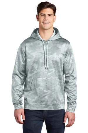 Sport-Tek Sweat à capuche pour homme en polaire camouflage hex avec technologie d'évacuation de l'humidité et poche kangourou - Blanc