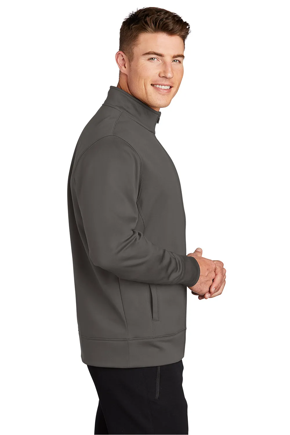 Sport-Tek Sweat-Shirt Homme en Polaire Respirante à Fermeture Éclair Complète avec Poches - Gris Fer