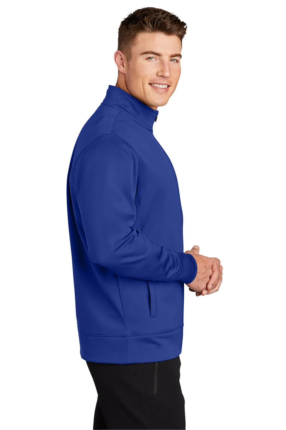 Sport-Tek Sweat-Shirt Homme en Polaire Respirante à Fermeture Éclair Complète avec Poches - Bleu Royal Véritable