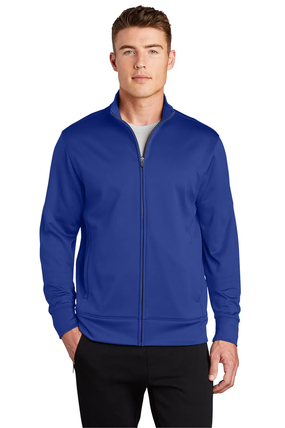 Sport-Tek Sweat-Shirt Homme en Polaire Respirante à Fermeture Éclair Complète avec Poches - Bleu Royal Véritable