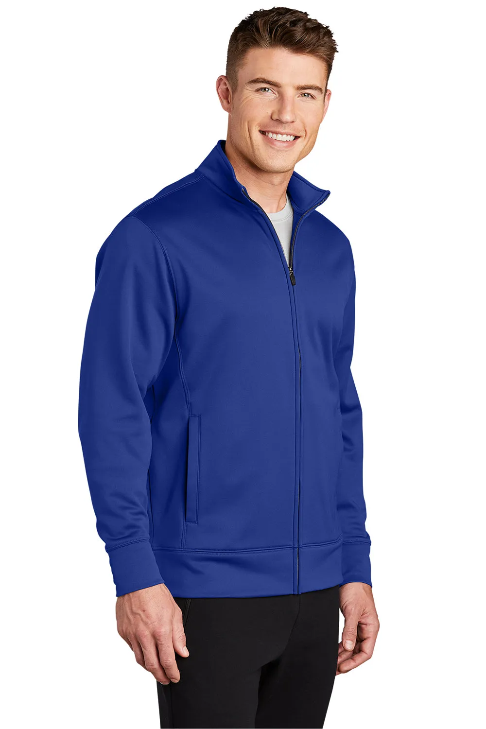 Sport-Tek Sweat-Shirt Homme en Polaire Respirante à Fermeture Éclair Complète avec Poches - Bleu Royal Véritable