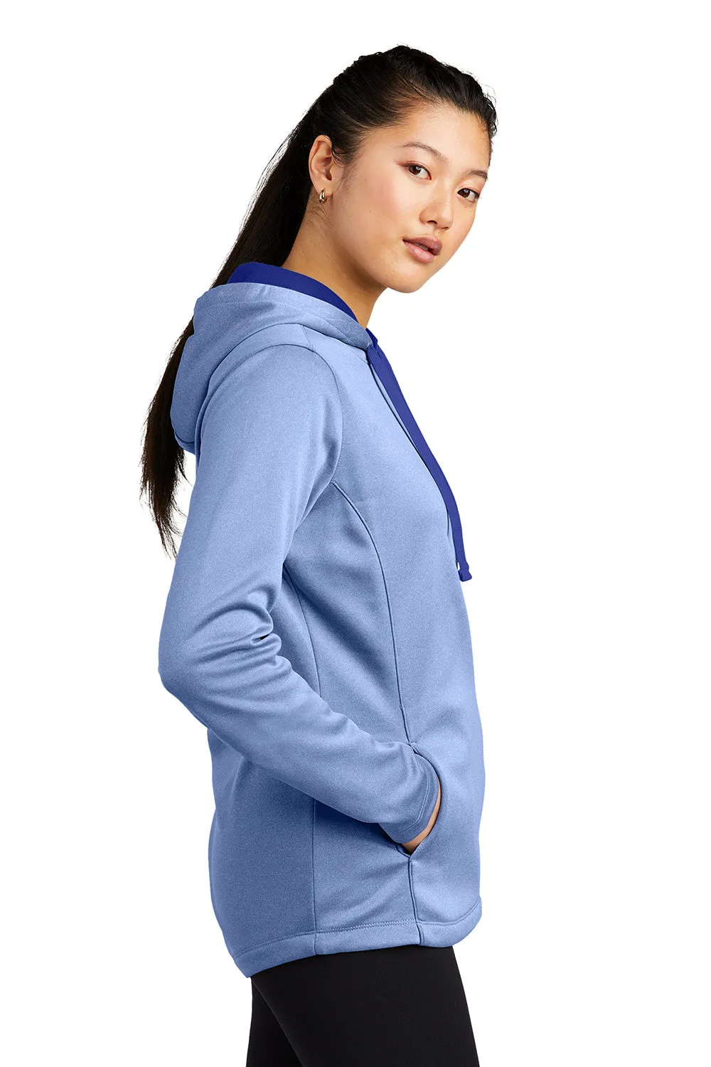 Sport-Tek Sweat à capuche pour femme en polaire respirante Heather Sport-Wick avec poche kangourou - Bleu royal heather