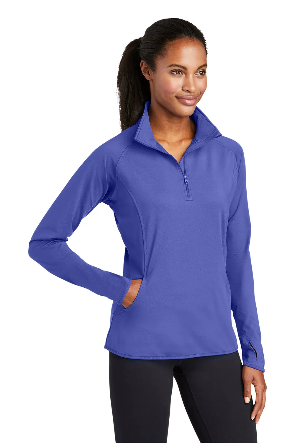 Sport-Tek Sweat-shirt Sport-Wick Femme à effet 1/4 Zip avec poche kangourou - Iris Violet