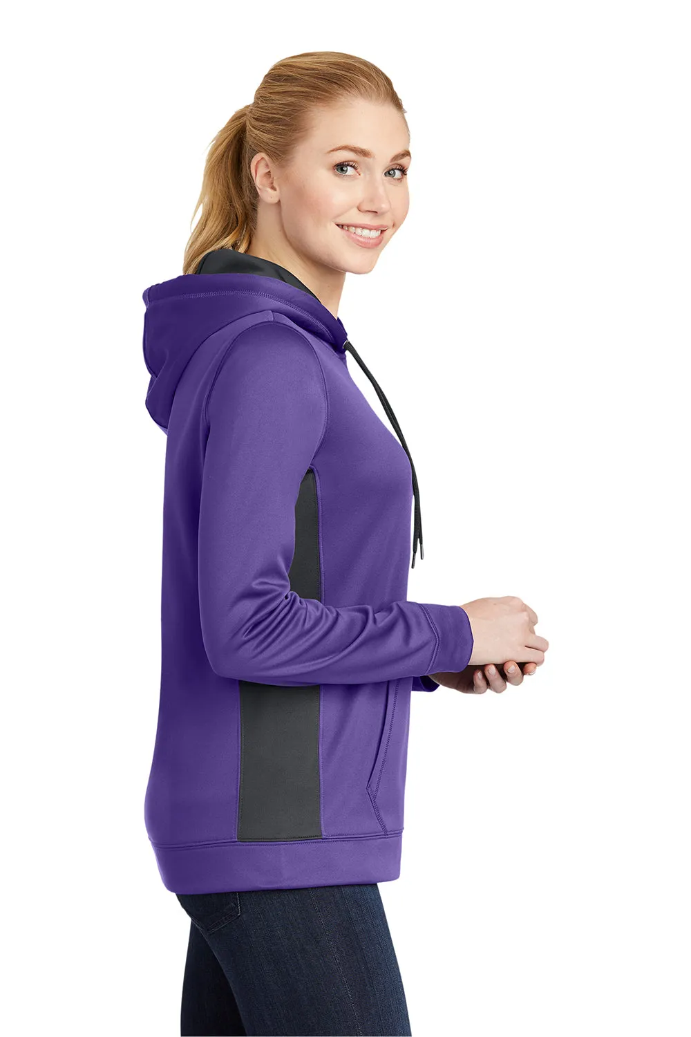 Sport-Tek Sweat à capuche pour femme en polaire respirante avec poche kangourou - Violet/Gris fumée foncé - Liquidation